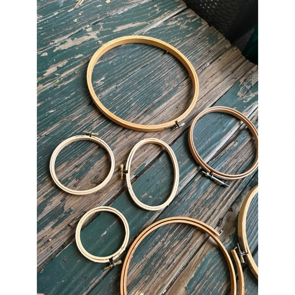Vintage Wooden Embroidery Hoops Lot Assorted Sizes Round and Oval 7 Pieces